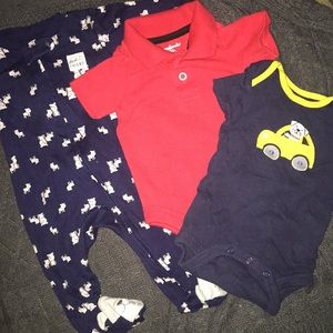 0-3 month 2 onesies 1 pj